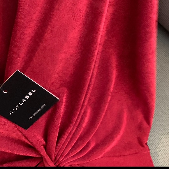 JLUXLABEL💋 DEEP RED 💋TIARA FRONT KNOT DRESS - Picture 6 of 8